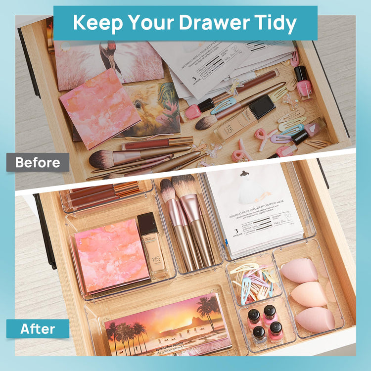 72 PCS Clear Plastic Drawer Organizers Set (72 Count)