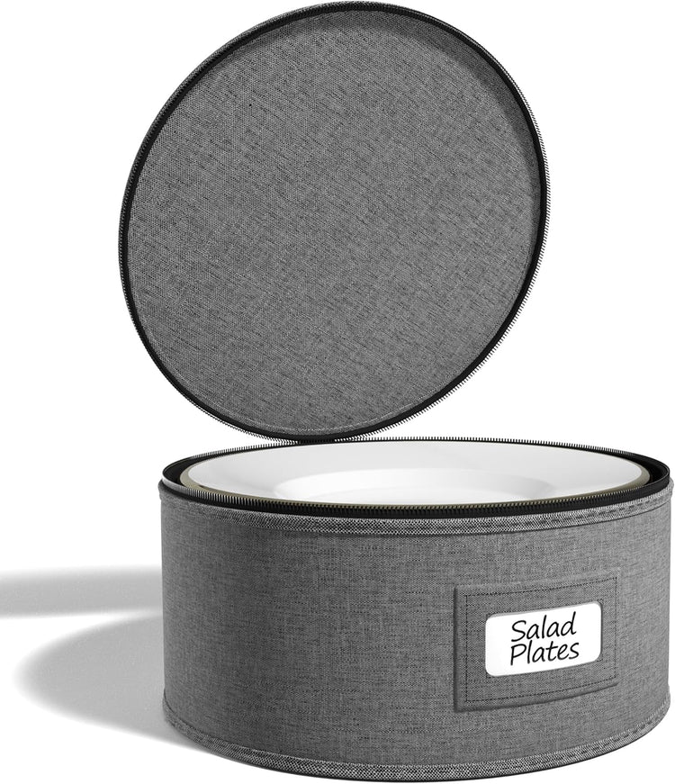 Sorbus China Storage Container – Dinnerware Organizer for Bowl Plate Storage with Lid (Holds Service for 12) with Felt Protectors – 9" x 6"