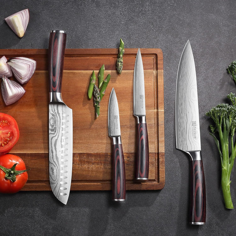 PAUDIN Chef Knife Set, 7 Pieces Kitchen Knife Set, High Carbon Stainless Steel, Ultra Sharp Knife Set, Professional Knives Set for Kitchen with Pakkawood Handle