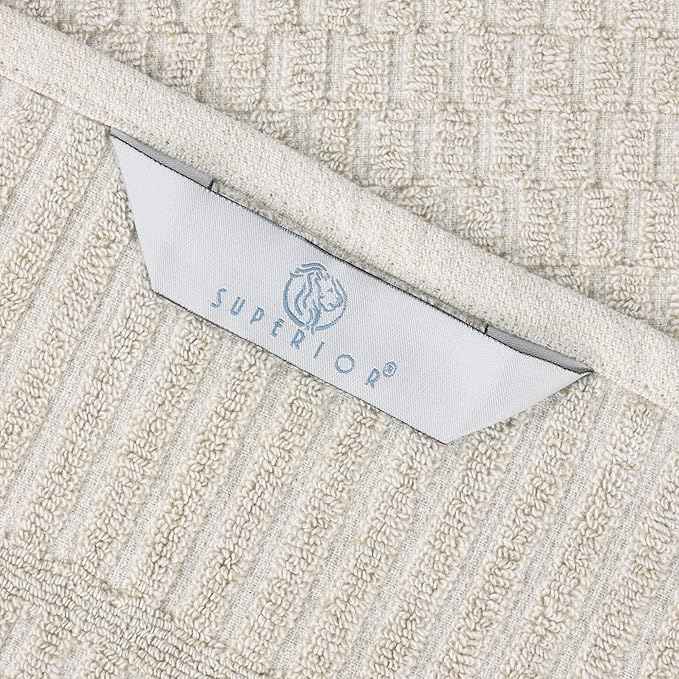 Superior Juno Viscose Cotton Blend Medium Weight Towels, for Bathroom, Shower, Spa, Plush, Quick Dry, Ultra-Soft Towels, Bath Essentials, Border Detail, Bath Towels, Set of 2, Beige
