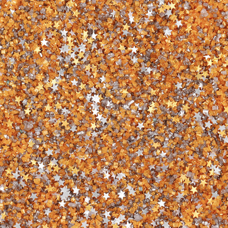 Gold Sanding Sugar Edible Silver Glitter Stars Mix (3.5 Ounce)