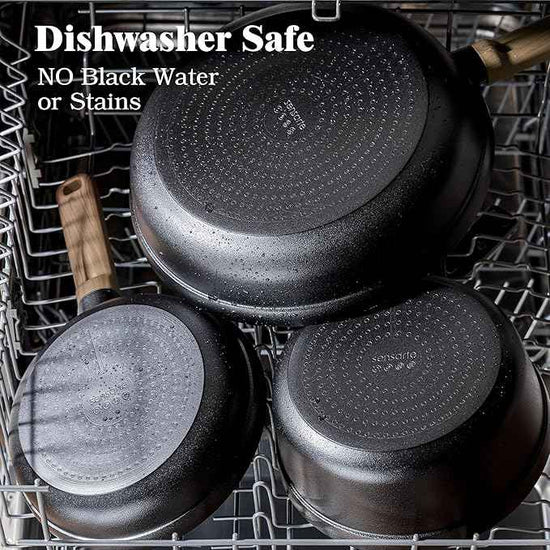SENSARTE 20Pcs Nonstick Pots and Pans Set, Black Titanium Non Stick Cookware Set, Healthy Kitchen Cooking Set, Induction Compatible, Dishwasher Safe, PFOA/PFOS Free