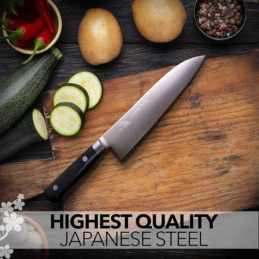 Kagayaki Japanese Chef’s Knife, KGR2-2 Professional Santoku Knife, R-2 Special Steel Pro Kitchen Knife with Ergonomic Pakka Wood Handle, 6.8 inch