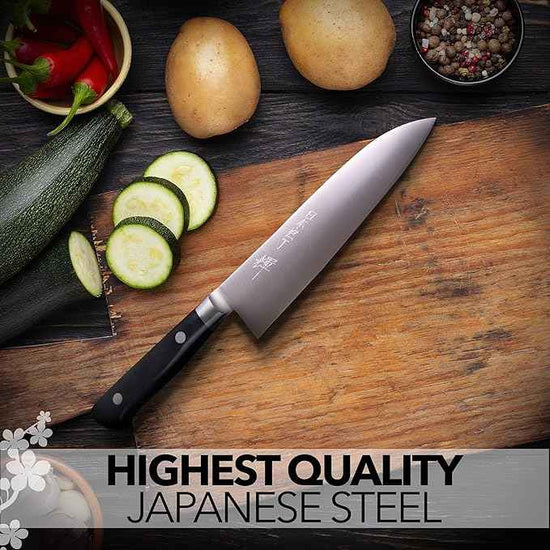 Kagayaki Japanese Chef’s Knife, KGR2-2 Professional Santoku Knife, R-2 Special Steel Pro Kitchen Knife with Ergonomic Pakka Wood Handle, 6.8 inch