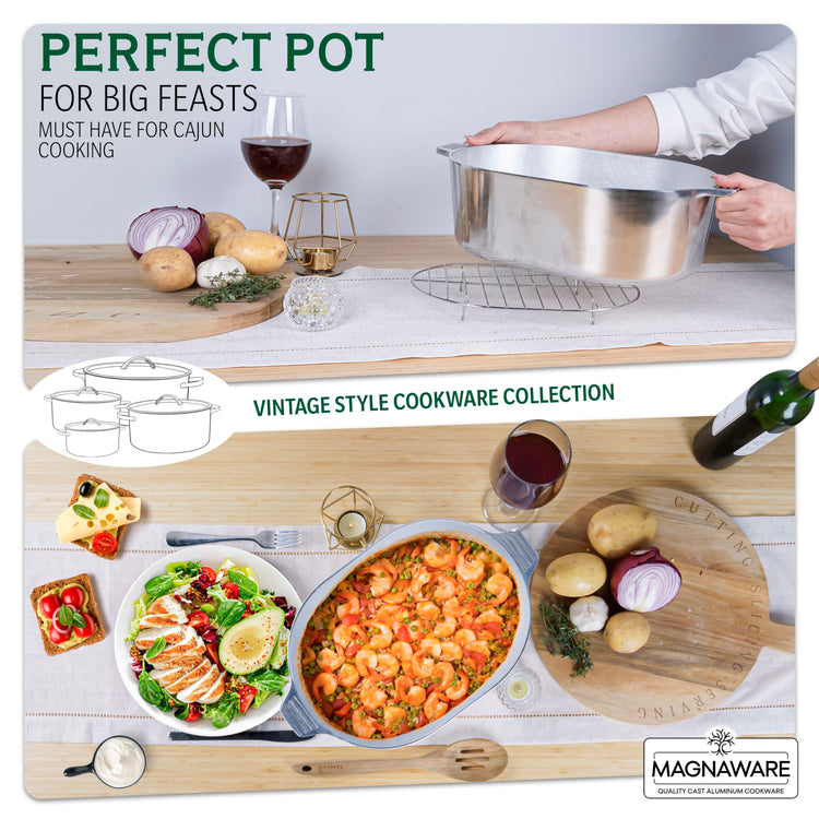 Cast Aluminum Oval Dutch Oven with Lid