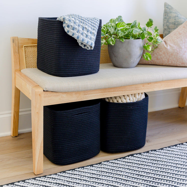 Storage Cubes 11 Inch Cotton Rope Woven Baskets for Organizing (3 Count)