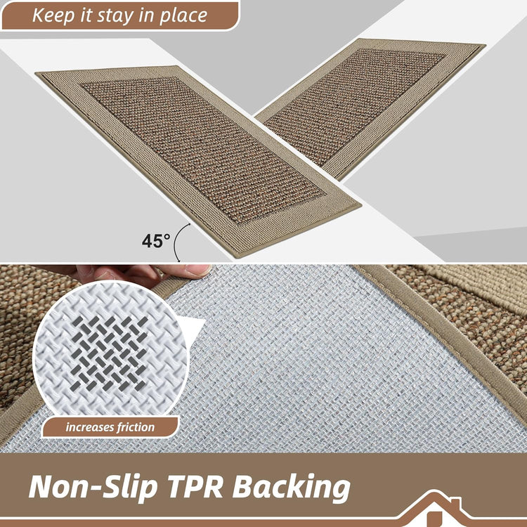 BEQHAUSE Kitchen Runner Rugs 24"x60", Kitchen Rugs Non-Slip Kitchen Mats for Floor, Absorbent and Stain Resistant Kitchen Mats, Machine Washable Rug for Kitchen, Hallway, Laundry & Sink, Taupe