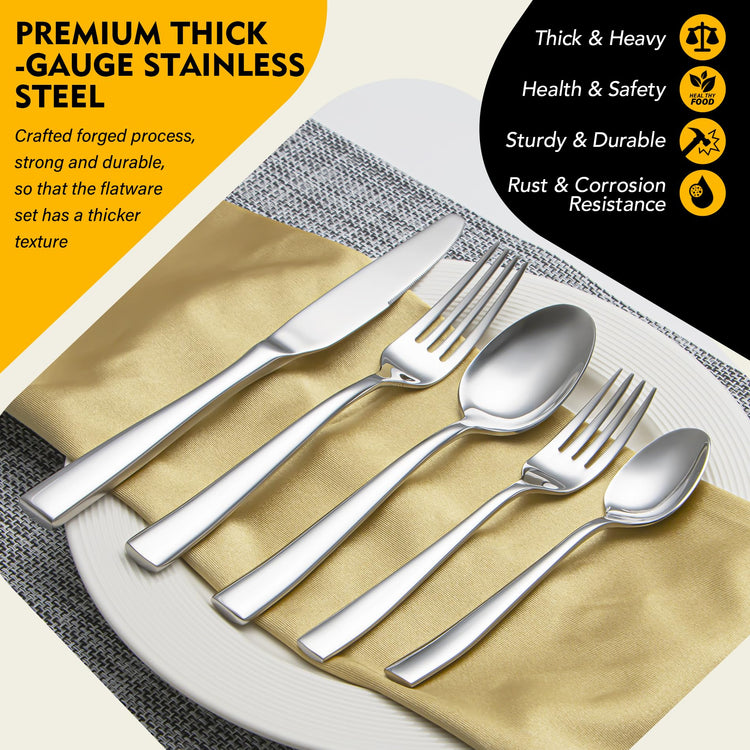 Heavy Duty Silverware Set for 8 (40 Count)