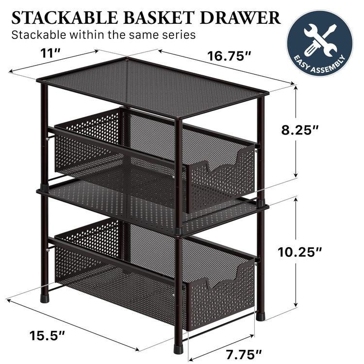 Stackable Under Sink Sliding Basket Drawer