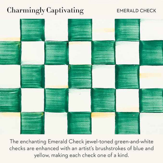 MACKENZIE-CHILDS Enamel Colander, Decorative Kitchen Strainer, Large, Green-and-White Emerald Check