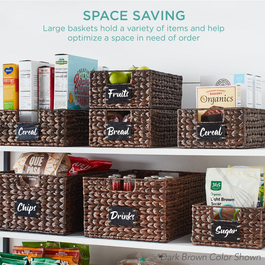 Set of 4 13x12in Water Hyacinth Pantry Baskets (4 Count)