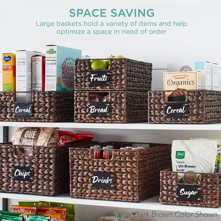 Set of 4 13x12in Water Hyacinth Pantry Baskets (4 Count)