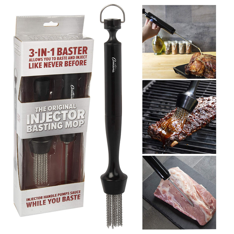 3-in-1 Barbecue Chain-Link Basting Mop, Built-in Injector