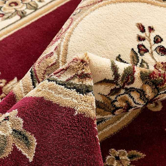 Well Woven Timeless Collection Le Petit Palais Red 8' Foot Round Luxurious Traditional French Medallion Oriental Area Rug Perfect for Living Room Bedroom or Dining Room Easy-to-Clean Durable Design