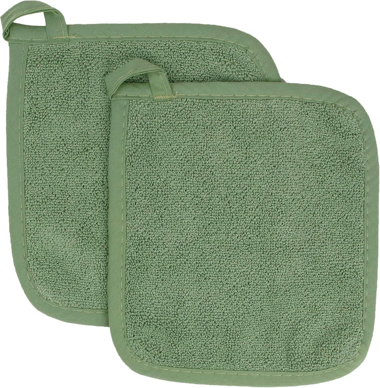 RITZ Terry Potholder & Hot Pad: Unparalleled Heat Resistant, Durable 100% Cotton – Ergonomically Designed for Optimal Grip – Easy-Care Machine Washable – 2-Pack, Juniper
