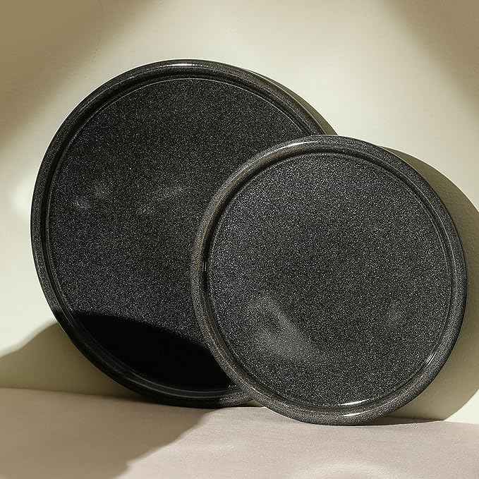 Stone Lain Eden 4-Piece Dinner Plate Set Stoneware, Charcoal Grey