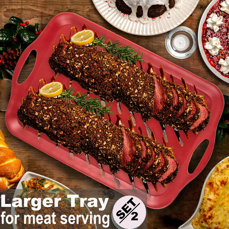 20x13 inch Extra Large Serving Tray with Handles (2 Count)