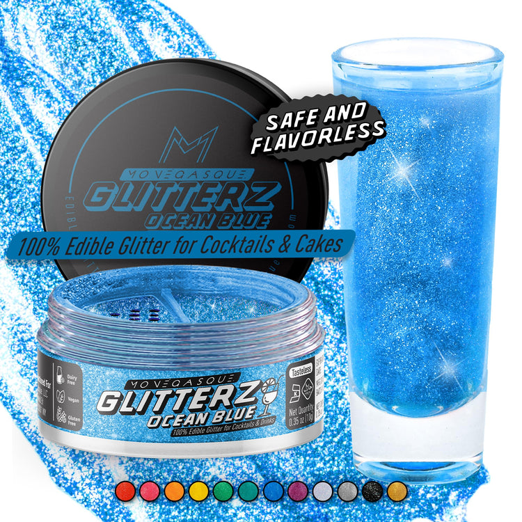 Ocean Blue Edible Glitter for Drinks & Cakes