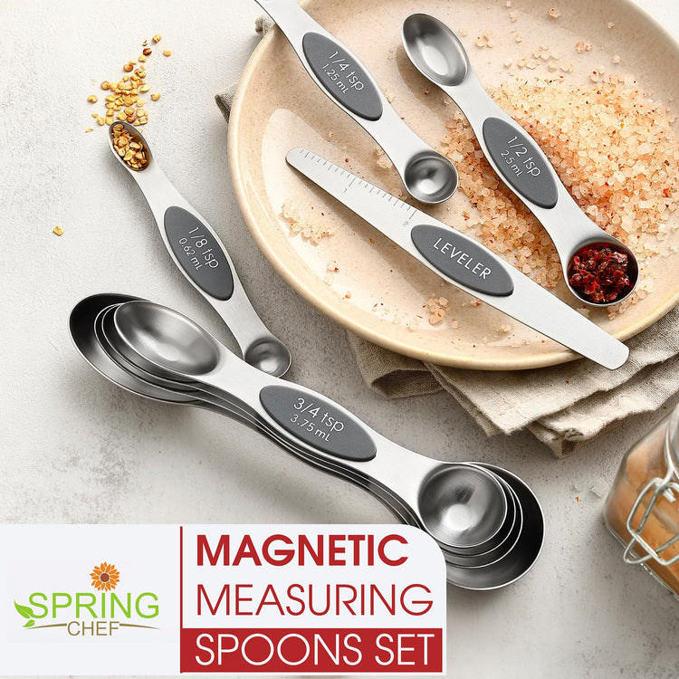 Stainless Steel Magnetic Measuring Spoons Set of 8