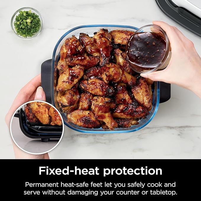 Ninja 4-QT CleanCrisp™ Glassware Container with Storage lid, Compatible with Ninja Crispi Portable Cooking System, Microwave, Freezer & Dishwasher Safe, PFAS & PTFE Free Glass, XSKSFN4QT
