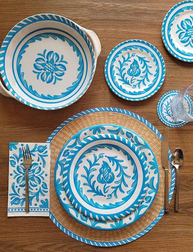 Le Cadeaux Luxury Melamine 18 Piece Dinnerwear Set, Service for 6,Sicily Teal