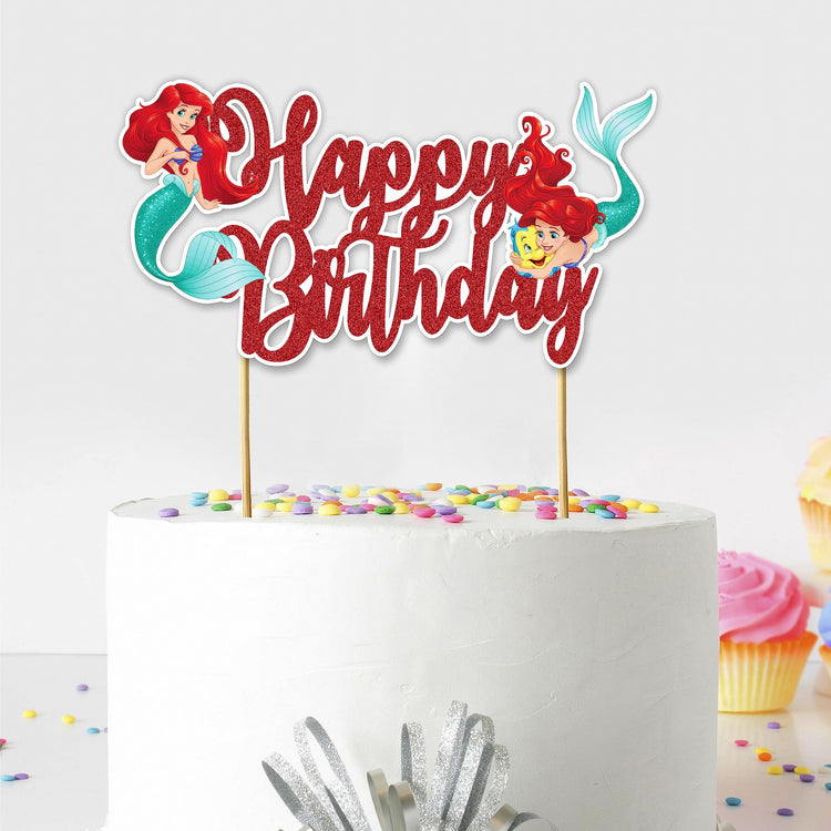 The Litle Mermaid Happy Birthday Cake Topper