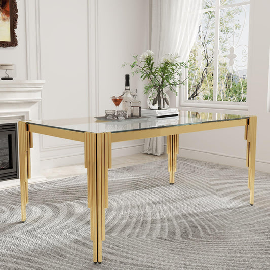63'' Modern Glass Dining Table for 4