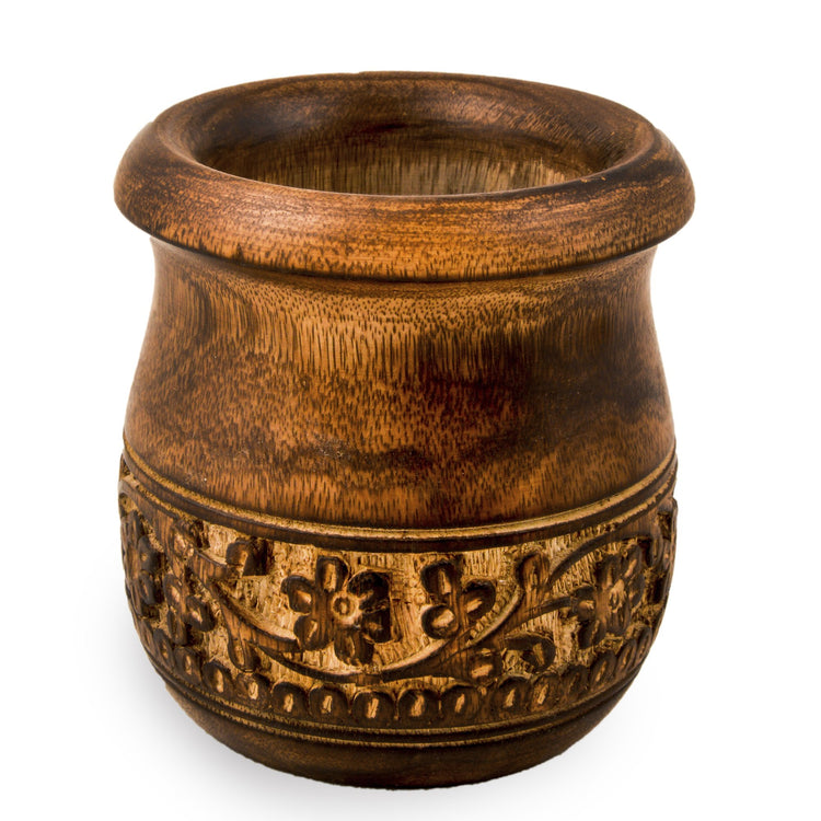 Wooden Carved Mortar and Pestle