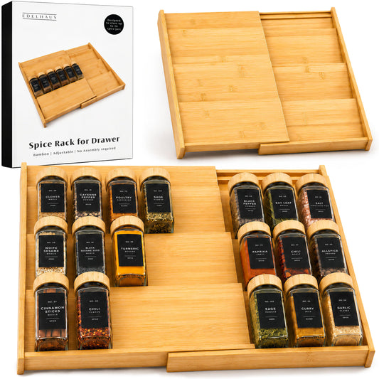 Bamboo Spice Drawer Organizer