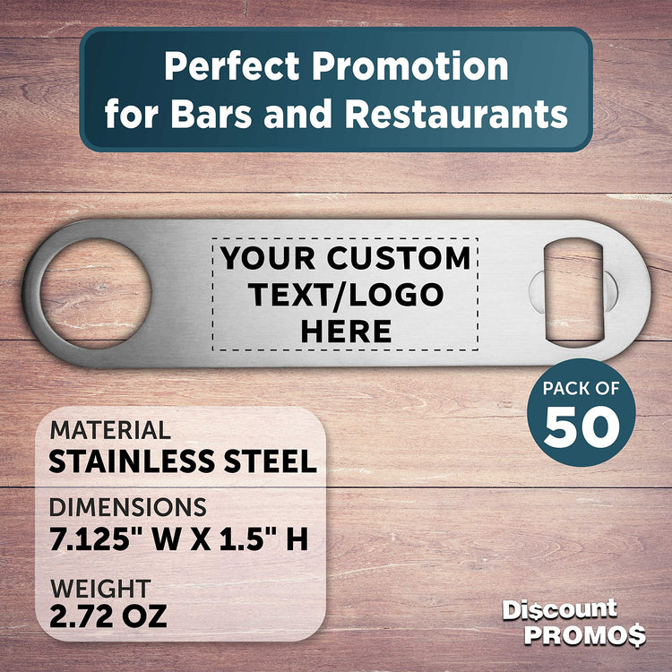 Custom Stainless Steel Beer Bottle Openers Set of 50 (50 Count)