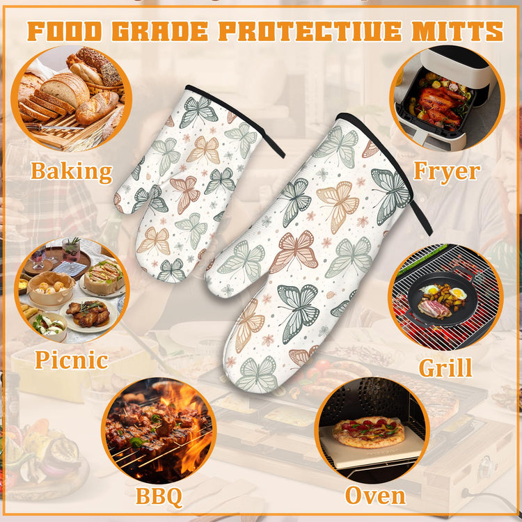 Butterfly Vintage Oven Mitts and Pot Holders Set (4 Count)
