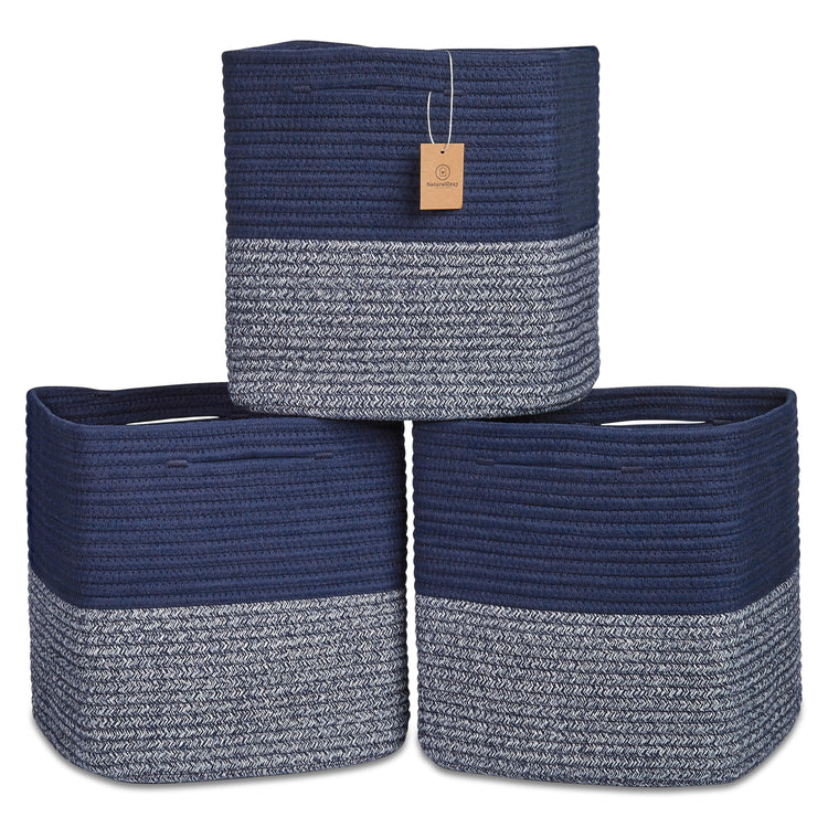 13 Inch Cube Storage Bins Cotton Rope Woven Baskets for Organizing 3 (3 Count)