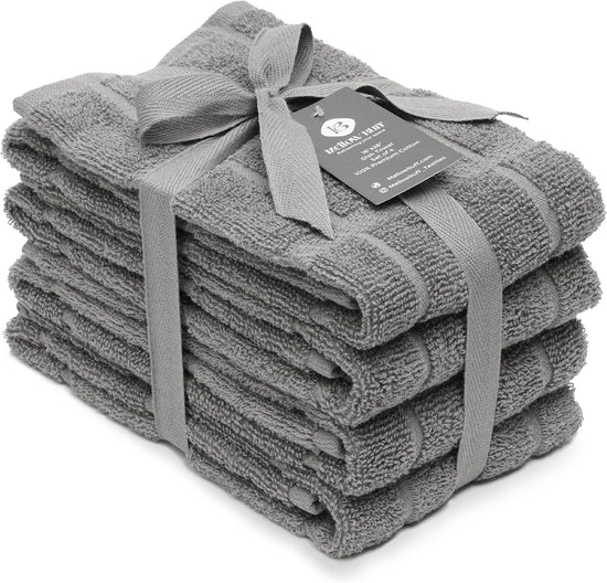 100% Cotton Terry Dish Towels, 4 Pack Plain, 16 x26 Inches, Super Soft and Absorbent Kitchen Towels, Perfect for Kitchen Cleaning and Dish Washing | Light Gray - Nestoria