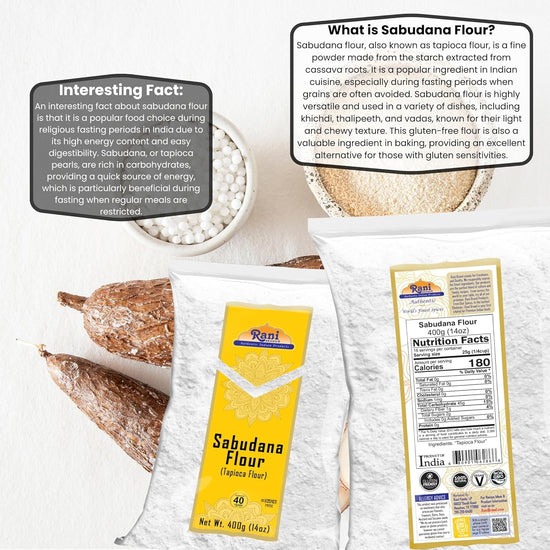 Rani Sabudana Flour (Tapioca/Sago Flour) 14oz (400g) ~ All Natural | Vegan | Gluten Friendly | NON-GMO | Kosher | Indian Origin - Nestoria