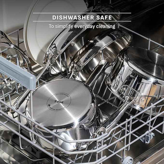 T-fal Pro Tri-Ply Stainless Steel Cookware Set 13 Piece Induction Compatible, Oven Safe 500F, Lids 350F, Fast & Even Heat, Pots and Pans Set, Professional Quality, Kitchen Essentials, Silver