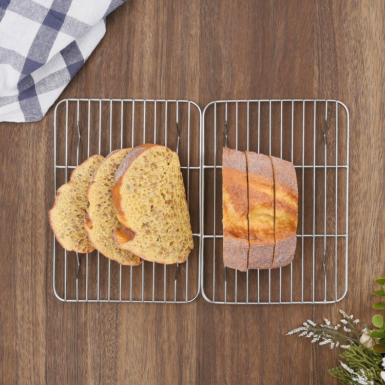 2 Pack Cooling Rack for Baking, Homikit 8.7 * 6.3 Inch Small Stainless Steel Metal Roasting Grilling Cooking Racks, Fits Small Toaster Oven, Dishwasher Safe, Heavy duty & Rust Resistant
