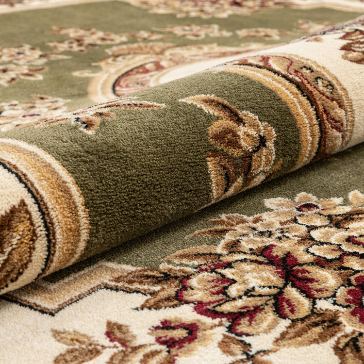 Pastoral Medallion Green French Area Rug European Formal Traditional