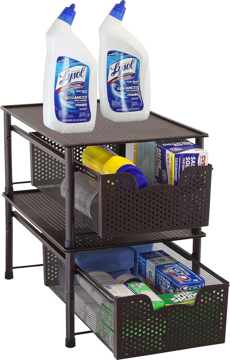 Simple Houseware Stackable Cabinet Basket Drawer Organizer, Bronze