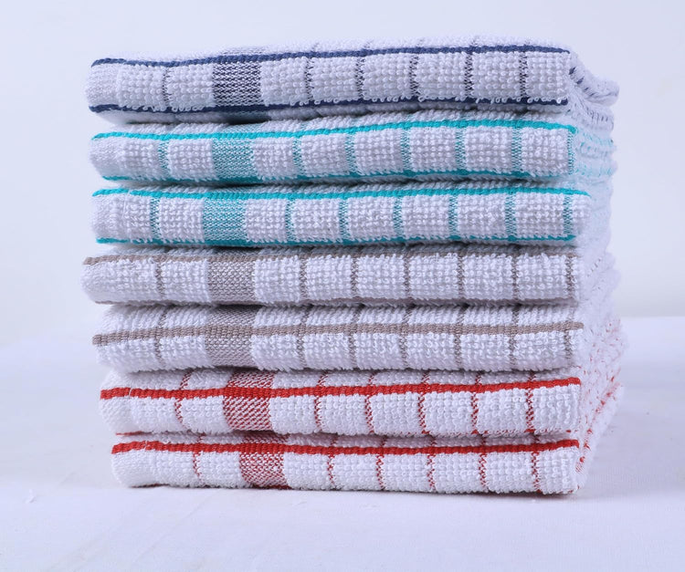 AMOUR INFINI Kitchen Dish Cloths Set of 8 - Ultra Soft, Highly Absorbent, Quick-Drying Terry Cotton Dishcloths 12"x12" Inch Wash & Cleaning Cloths for Kitchen & Dishwashing (Ass- Blue) - Nestoria