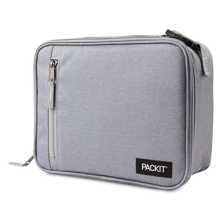 R) Freezable Classic Lunch Box, Gray Fog, Built with EcoFreeze(R) Technology, Collapsible, Reusable, Zip Closure With Front Pocket and Buckle Handle, For Work Lunches and Fresh Lunch On the Go