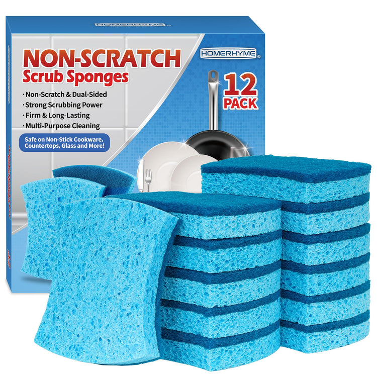 Non Scratch Cellulose Scrub Sponges 12 Pack (12 Count)