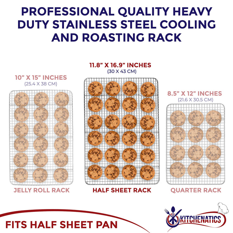 Half Sheet Wire Rack Rust Free Even Airflow 11.8 x 16.9 Inches