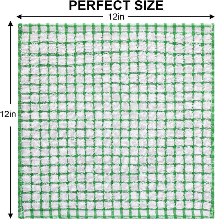 Kitinjoy Cotton 8 Pack Terry Kitchen Dish Cloths, 12 x 12 Inches Super Soft and Absorbent Dish Rags, Quick Drying Dish Towels for Washing Dishes, Green - Nestoria