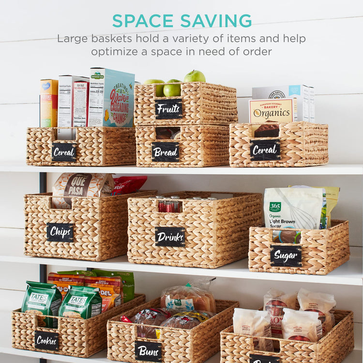 Pantry Baskets Set of 2 16x12in Water Hyacinth Storage Baskets (2 Count)