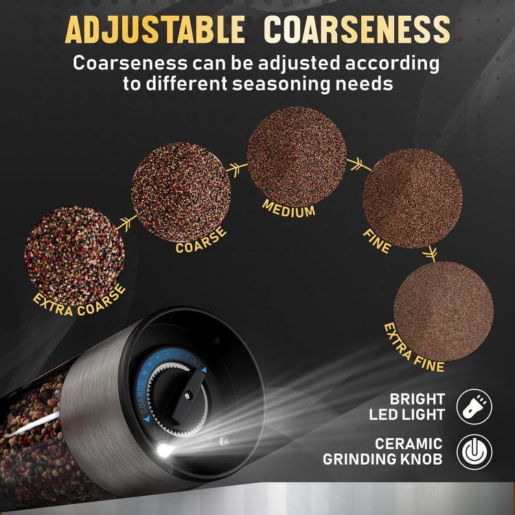 Electric Rechargeable Salt and Pepper Grinder Set with Tray