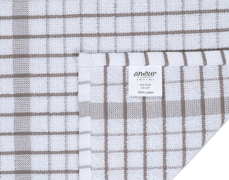 AMOUR INFINI Kitchen Dish Cloths Set of 8 - Ultra Soft, Highly Absorbent, Quick-Drying Terry Cotton Dishcloths 12"x12" Inch Wash & Cleaning Cloths for Kitchen & Dishwashing (Beige) - Nestoria