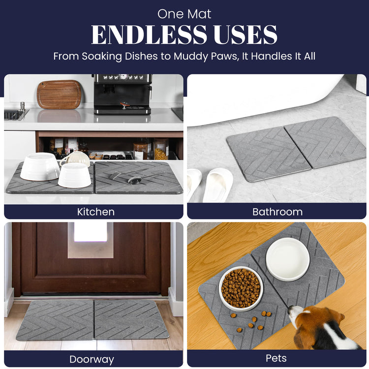 Folding Stone Dish Drying Mat for Kitchen Counter 23"x15"