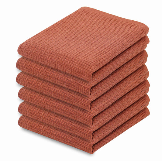 Rust Waffle Weave Kitchen Towel