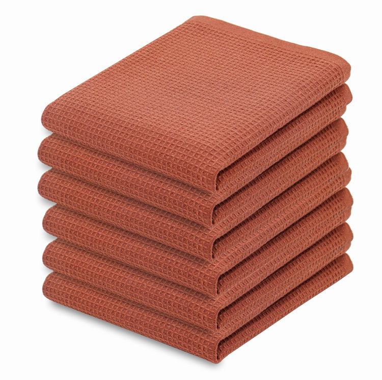 Rust Waffle Weave Kitchen Towel