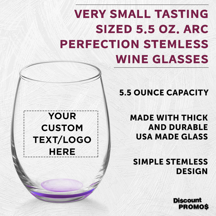 Custom Stemless Wine Glasses by ARC 5.5 oz Set of 12 (100 Count)